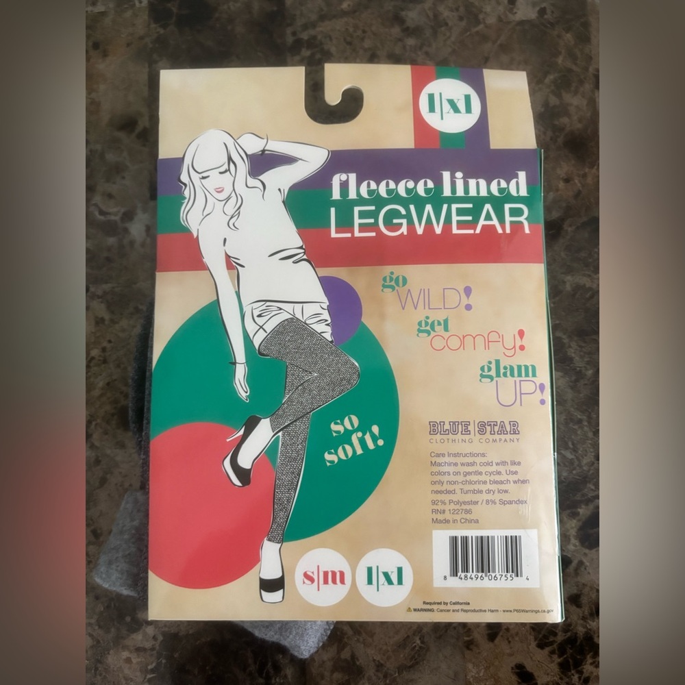 Blue Star Clothing Company Fleeced Lined Leggings Women’s L/XL Gray Casual New - Picture 2 of 3